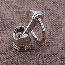 Portachiavi pistone ricambi auto motore lega metallo argento 2 pezzi regalo nuovo