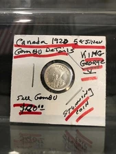 1920 Canada 5¢ Silver Sterling  .925 Fine King George V--A GEM BU Post WW 1 COIN