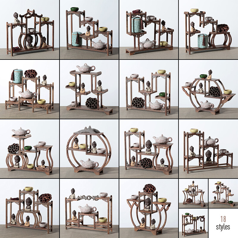 Chinese Retro Storage Rack Wood Antique Shelf Collection Display