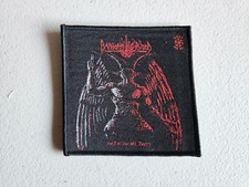 BAPHOMET'S BLOOD, SEW ON BLACK BORDER WOVEN PATCH