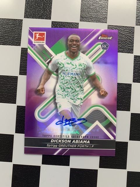 2021-22 Topps Finest Bundesliga Auto RC Dickson Abiama Purple /99 Greuther b