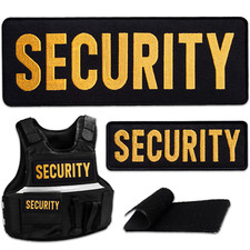2-Piece Embroidered Security Patch for Vest, Jacket, Hook & Loop, Large & Small