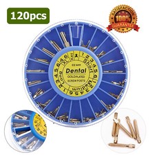 120pcs/kit Dental Screw Post Completed Kit 24K Gold Plated Endo Conical Pins