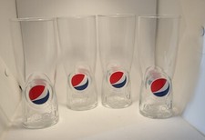 Pepsi Glass x 4. 2004. Embossed Pepsi log, Circular Pepsi logo front and back. 
