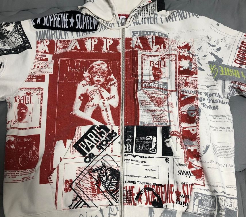 Supreme Collage Zip Up Hooded Sweatshirt White | eBay Supreme Collage Zip Up Hooded Sweatshirt White | eBay
