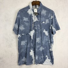 Adidas Polo Shirt Mens 2XL XXL Blue Flower Mesh Vented Breathable Golf Sports