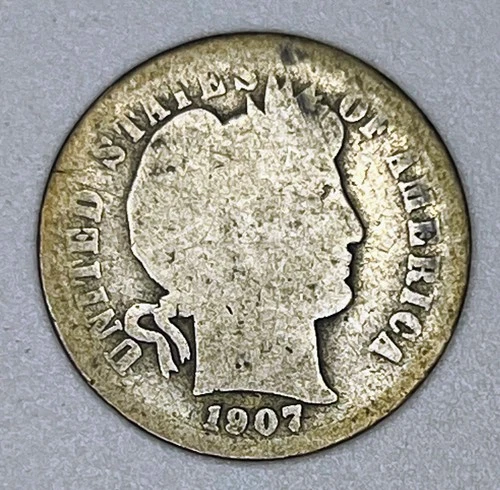 1907-S Barber Dime 90% Silver San Francisco Mint Liberty Head USA Coin