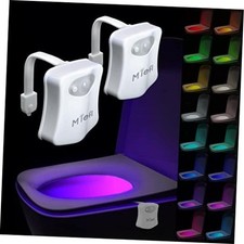 2 Pack Motion Activated Toilet Night Light, 16 Color LED  Smart Sensor Bowl