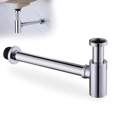 Chrome Round Bottle P-Trap 1 1/4 Adjustable Bathroom Basin Sink Waste Trap Dr...