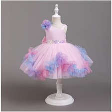 Elegant Princess Pink Party Dress Size 120 US 4T-5T Tulle Bow Sequin Dress