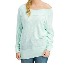 WE THE FREE People Mint Palisades Off-the-Shoulder Sweater Top Sz XS NWT