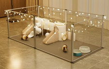 BingoPaws Wisfor Indoor Transparent Small Pet Playpen with Waterproof Mat, New
