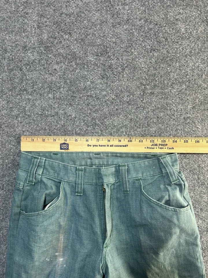 Vintage 1970s turquoise blue dickies mega flare size 28 X 32 men’s Pants Talon - Image 2 of 4