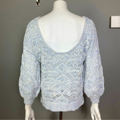Sundance sweater Medium NEW pastel blue cotton pointelle ballet scoop slouch
