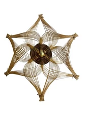 Vintage Boho Wicker Rattan Wall Hanging Stars Approx. 9"x9" EUC