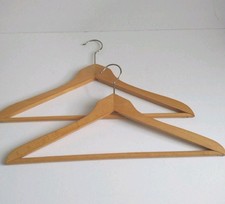 Vintage Wood Hanger Set of 2 Quality Clothes Hangers 17.25" One Marked AUSTRIA