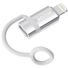 BOUTOP MFi Certified USB C to Lightning Adapter, Type C 1 Pack, Silver