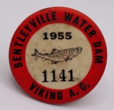Bentleyville Pennsylvania Fishing Badge Button 1955
