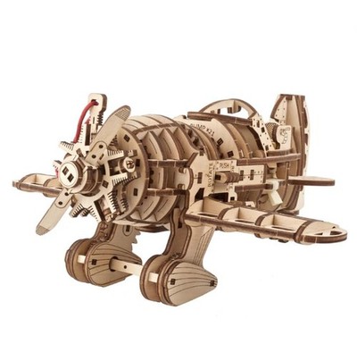 UGEARS Mad Hornet Airplane Wood Brown 9 inch Standard Decorative Jigsaw Clear