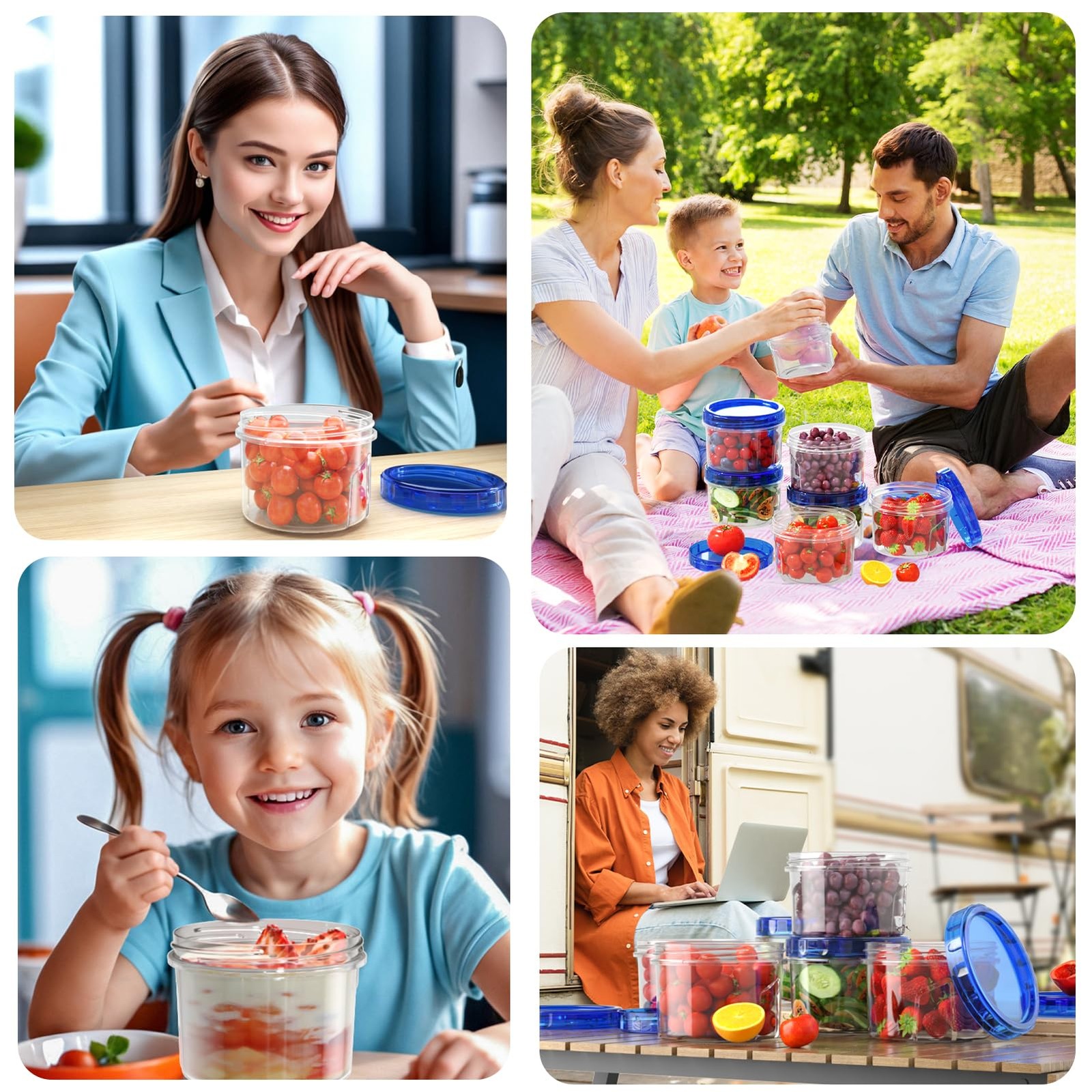 Freezer Storage Containers 6 Pack-16 Oz Airtight Plastic Food Storage Contain