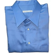 Geoffrey Beene Big and Tall Mens Button Up Dress Shirt Blue 18/36-37 TALL EUC