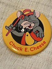 Chuck E. Cheese Vintage Pinback Pizza Time Theater Retro 3 inch diameter 
