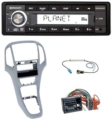 Continental USB 1DIN AUX DAB MP3 Car Stereo for Vauxhall Astra J 2009 Onwards Platinum Silver