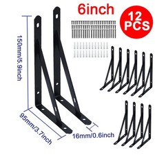 12PCS Heavy Duty Stainless steel L Shaped Wall Mounted Shelf Brackets Support UK