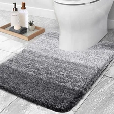 OLANLY Luxury Toilet Rugs U-Shaped 24X20, Extra Soft and Absorbent Microfiber Ba