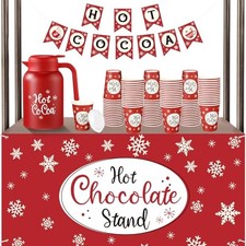 103 Pcs Hot Chocolate Bar Supplies Include 68 oz Christmas Red Stainless