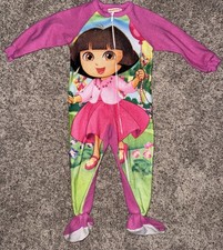 2012 Nickelodeon Dora the Explorer Y2K Footie Sleeper Zip Up Pajamas 4T