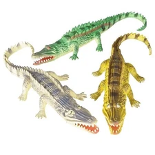 RI Novelty Figures - SET OF 3 SOFT PVC ALLIGATORS (White, Yellow & Green)(14 in)