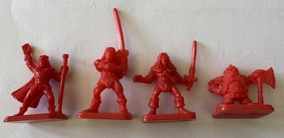 HEROQUEST MINIATURHELDEN BARBAR ELFE ZWERG ZAUBERER ZITADELLE LEUCHTEND ROTE VARIANTE