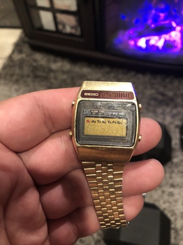 Vintage Seiko Quartz LC A159-5009-G LCD Alarm Chronograph Gold Tone Not Working - Picture 9 of 11