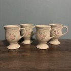 Pfaltzgraff Tea Rose Irish Coffee Pedestal Mug Footed Cups Set Of 4 Stoneware