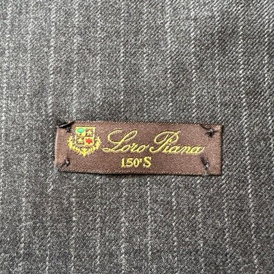 Loro Piana Scarf Super 150's Wool Striped Grey Navy Made in Italy Luxury Auth