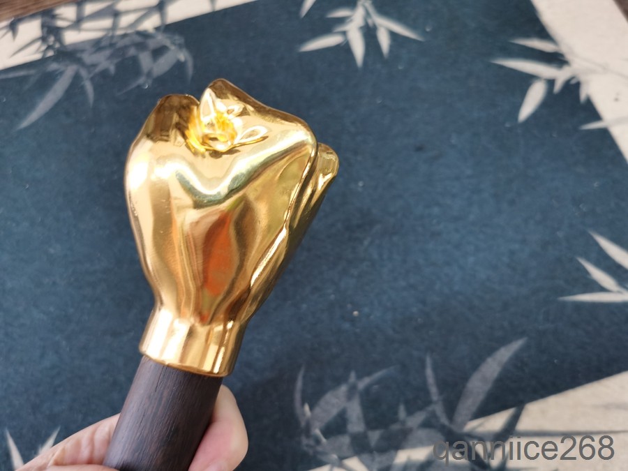 Fist hammer solid gold and silver stainless steel head rose wood handle