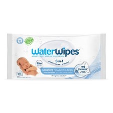 WaterWipes Sensitive Newborn  Baby Wipes, 3-In-1 100002 60 Count 1 Pack
