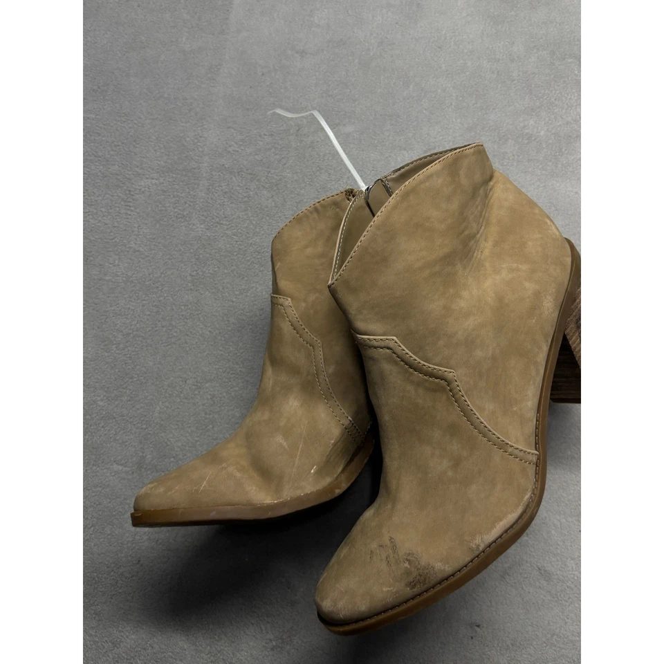 Dolce Vita Tan Suede Western Style Block Heel Ankle Booties Size 13 - Image 3 of 4