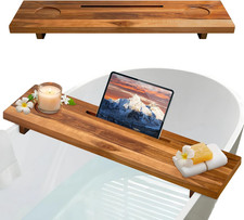 Bathtub Tray for Standard Tubs   29" Adjustable Teak Wood Bath Caddy  Anti-Tip,