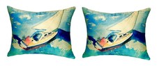 Pair of Betsy Drake Sailboat No Cord Pillows 16 Inch X 20 Inch