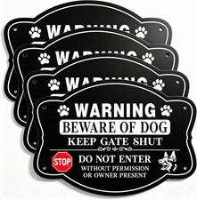 Beware of Dog Sign, 4 Pack Beware of Dog Signs for Fence,10x7 Inch