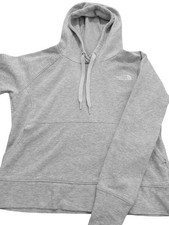 The North Face Women s Hoodie Pullover Gray Size M Drawstring Logo Sweatshirt
