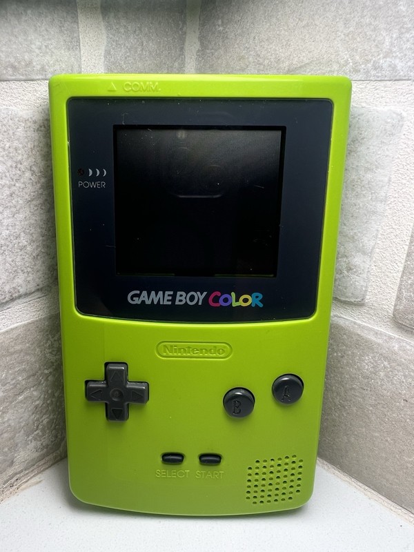 Nintendo Game Boy Color System Kiwi Lime Green - Tested - Broken Back Cover