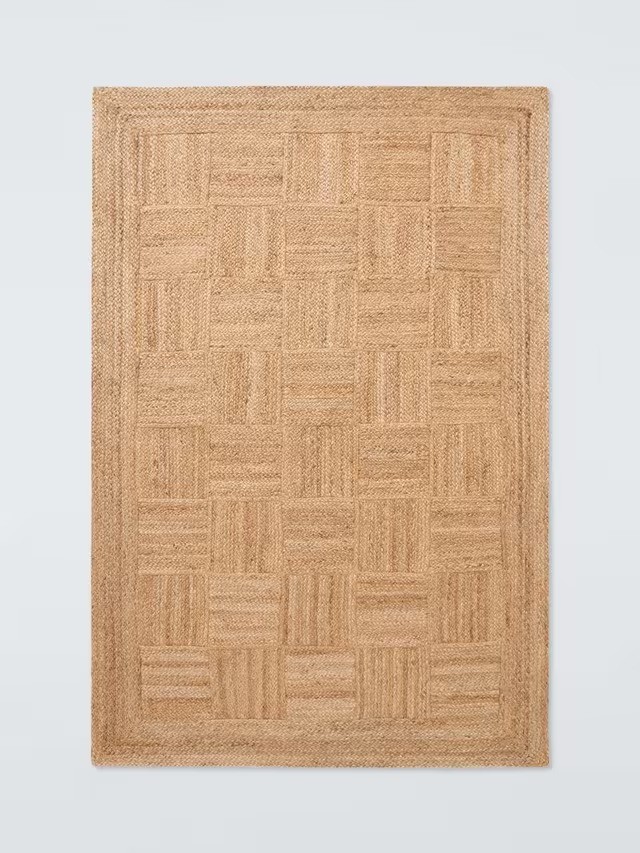 John Lewis Parquet Pure Jute Hand Woven Rug Natural L300 x W200cm (Marks/Defect)