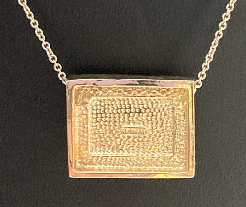 Roman Simulated Blue Sapphire Rectangular Pendant… - image 3