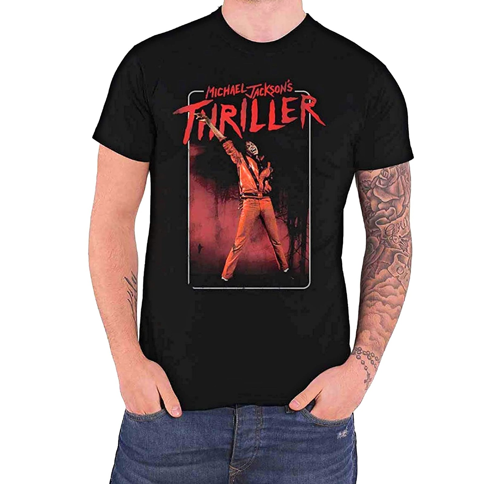 Мужская футболка Rockoff Trade Michael Jackson Thriller с белым и красным костюмом XL Black (Bl