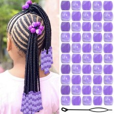 50 pièces de perles de cheveux violettes pour tresses Accessoires de loc