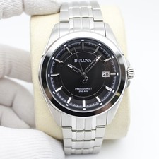 Bulova Precisionist 43mm Stainless Steel Black Dial Quartz Mens Watch 96B252