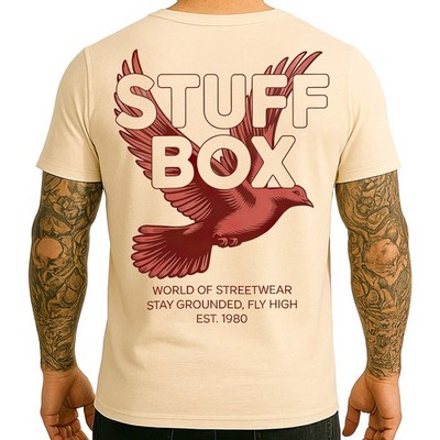 Stuff Box Fly High Herren kurzarm Shirt natural Taube Print M 3XL TShirt